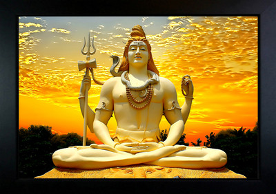 CrowdHall Shiva Photo Frame | Adiyogi Shiva Photo Digital Reprint 10 inch x 13.5 inch Painting(With Frame)