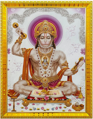 koshtak Hanuman Ji With Shri Ram On Chest Photo Frame With Lamination For Home Temple... Religious Frame