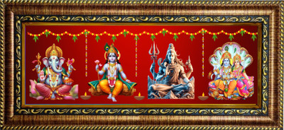HitechMart Shree Ganesh Ji, Lord Krishna, Lord Shiva, Laxmi Narayan Religious Frame