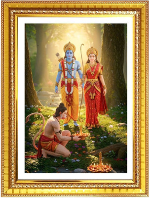 HitechMart Lord rama and sita and hanuman Photo Frame 12x16 Inches Religious Frame