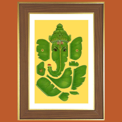 HitechMart Green Ganesha Photo Frame 18x22 Inches Religious Frame