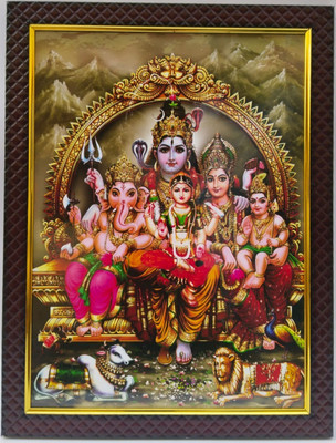 TPT Shiva Parivar Family Daughter Ashokasundari Ganesh Murugan Kartikeya |10x13 Inch Religious Frame