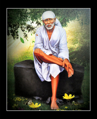 Sunfra Arts Sai baba ji photo frame with laminated sheet . size [ 5x7 inch] . Religious Frame