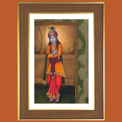 HitechMart Sri Krishna with Murali Photo Frame 14x18 Inches Religious Frame