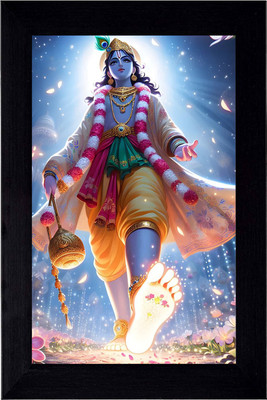 JASHVIRA Bhagwan Vishnu Ji Wood Black Photo Frame No Glass Use Religious Frame