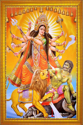 jog craft durga maa golden photo frame, mata ji photo Religious Frame