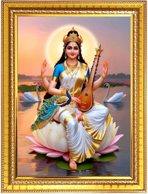 HitechMart Saraswati devi Photo Frame 10x14 Inches Religious Frame