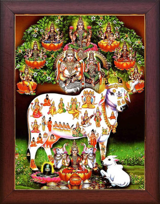 VJ ENTERPRISES Gomatha Cow Kamdhenu Kubera Kuberan Lakshmi Photo Frame Religious Frame