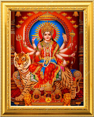 NDFRAME sherawali mata/DURGA MAA/ nav durga Photo Frame Laminated 9.5x11.5inches Religious Frame