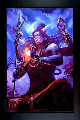 RV SALES Lord Shiva Photo Frame with Nice Painting for Wall Hanging and Pooja Room Religious Frame