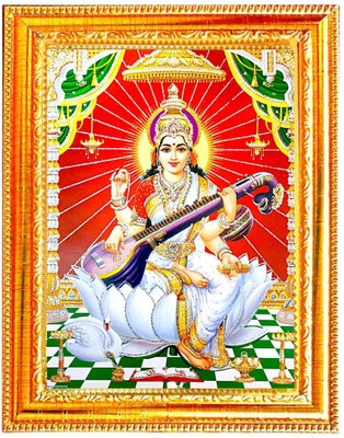 SUNINOW silver zari saraswati maa photo frame Religious Frame
