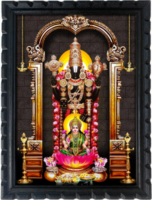 EMPEROR ART GALLERY God Venkateswara Swamy With Lakshmi Photo Frame Wood Frame With Glass Religious Frame