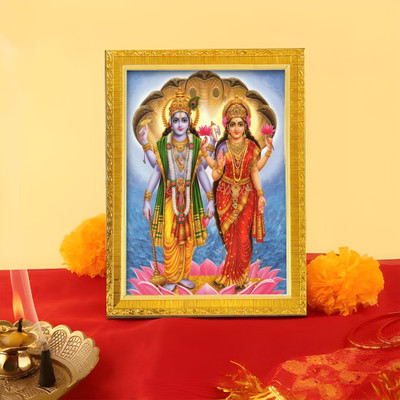Art Street Divine Bhagwan Lord Vishnu and Devi Lakshmi Goddess Religious Frame