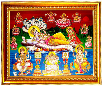 SUNINOW vishnu laxmi with aasht laxmi ganesh saraswati Religious Frame