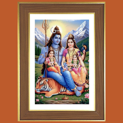 HitechMart Mahadev Parvati Ganesh Kartikeya Photo Frame 10x14 Inches Religious Frame