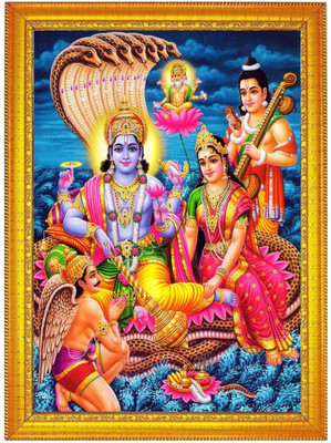 vision art Lord vishnu with maa laxmi sheshnag Religious Frame