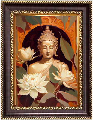 HitechMart Gautam Buddha Digital Print Photo 12.7x14.7 inches Religious Frame