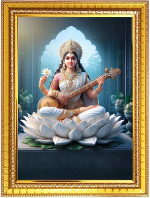 HitechMart Goddess Saraswati Photo Frame 10x14 Inches Religious Frame