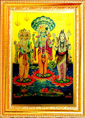 SUNINOW Lord Brahma Vishnu Mahesh Religious Frame