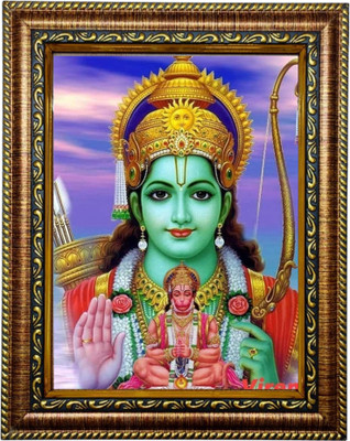 Hitech Hitech Shri Ram Bhagwan with Hanuman ji Painting with Frame Religious Frame