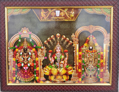 VJ ENTERPRISES Tirupati Balaji with Lakshmi and Padmavati Religious Frame