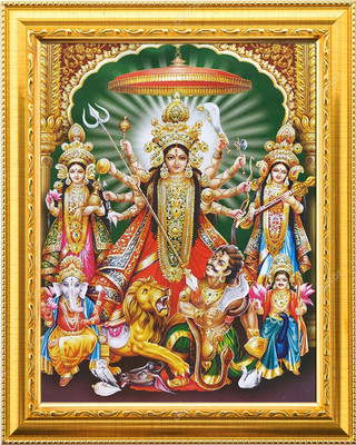 NDFRAME sherawali mata/DURGA MAA/ nav durga Photo Frame Laminated 9.5x11.5inches Religious Frame