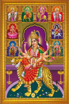 jog craft durga maa golden photo frame, mata ji photo Religious Frame