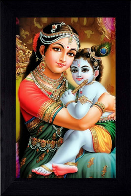 JASHVIRA Yashoda Maa Ball Krishna Wood Black Photo Frame No Glass Use Religious Frame