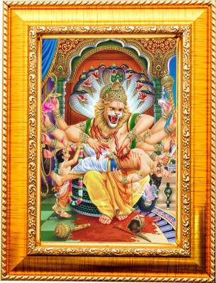 Nuoshopping LORD NARSIMHA/LAXMI NARSIMHA SWAMY/NARASIMHAR NARSINGH DEV A4 Religious Frame