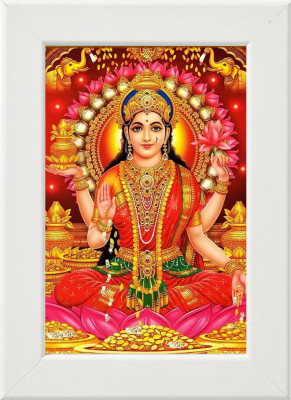 PY Creation Framed artwork of Hindu goddess Lakshmi seated on a lotus Religious Frame