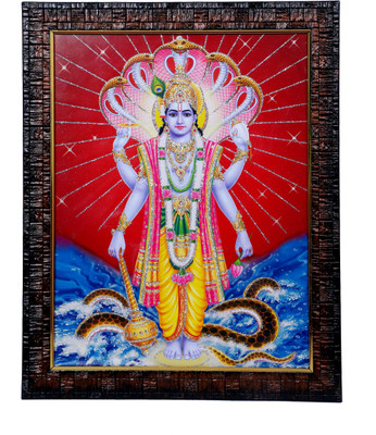 Dharmikk Vishu ji maharaj wooden Photo Frame with Wall Hook, 1 Piece Religious Frame