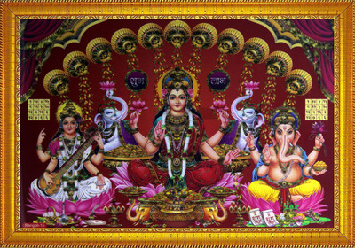 jog craft laxmi ji photo, laxmi ji panna, diwali poojan photo Religious Frame