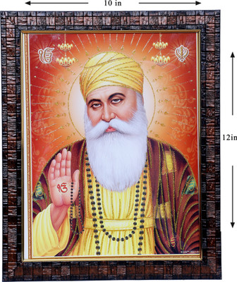 Guru Nanak Dev Ji Photo Frame (Size 10x12Inch)Laminated Wooden Boundaries Religious Frame