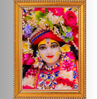 HSB INFRA Divine Krishna Ji photo in red dress with a decorative frame-12x9 Religious Frame