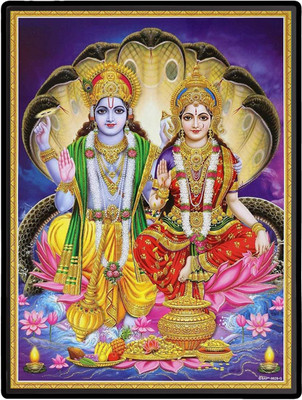 HitechMart Vishnu Lakshmi Laminated Photo Religious Frame