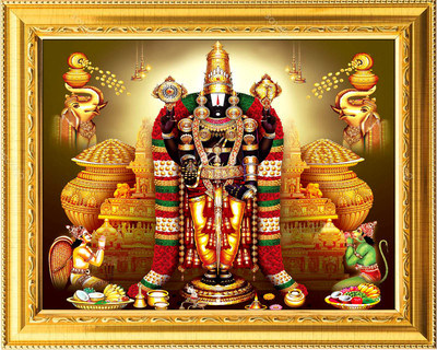 NDFRAME Lord Venkateswara swamy with Ganesha and Lakshmi Religious Frame