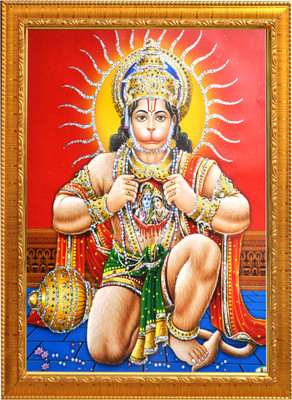 Sunframing Hanuman ji photo frame with laminated sheet . size [ 5x7 inch ] Religious Frame