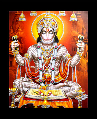 Sunframing Hanuman ji photo frame with laminated sheet . size [ 5x7 inch ] Religious Frame