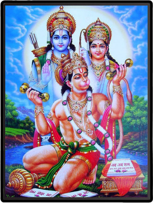 HitechMart Hanuman with Ram Sita Laminated Photo Religious Frame