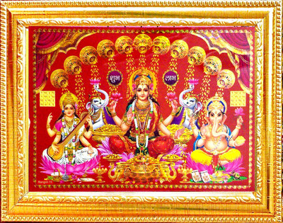 SUNINOW Laxmi ganesh with shubh labh swastik shree ridhi siddhi Religious Frame