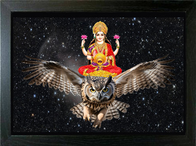LOKANJ MAA LAKSHMI PHOTO FRAME WITH OWL VASTU PICTURE SIZE 33*23 CM Religious Frame