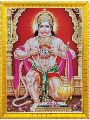 koshtak HanumanJi/Bajrangbali Ji With Shri Ram Sita in Haret Religious Frame