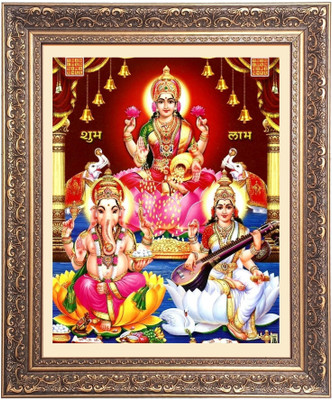 HitechMart Mata Lakshmi, Sri Ganesh and Maa Saraswathi Religious Frame