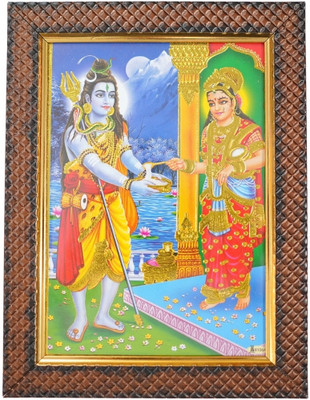 Shiv Ji & Annapurna Devi Wooden Photo Frame | God Religious Framed Religious Frame