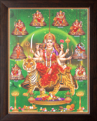 Artcoin Goddess Nav Durga, Sherawali Maa With his 9 form Painting, Religious Frame