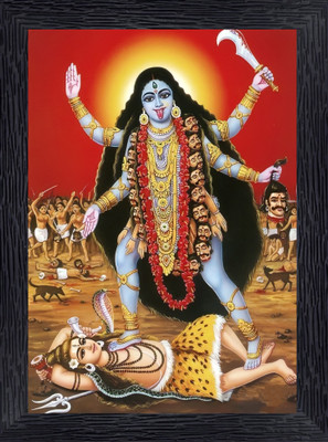 BISRAT CREATIONS Maa Kali Photo Frames with Acrylic Sheet (Glass) for Worship Religious Frame Religious Frame