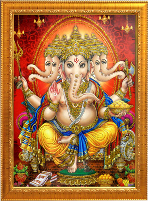 Sunframing Ganesh ji photo frame with laminated sheet . size [ 5x7 inch ] Religious Frame