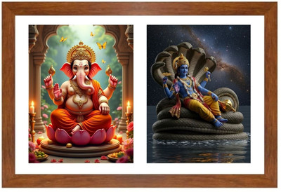 HitechMart Lord ganesha and vishnu Photo Frame Religious Frame