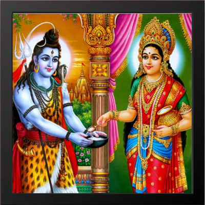 PY Creation Goddess Annapurna Devi offering food to Lord Shiva Religious Frame
