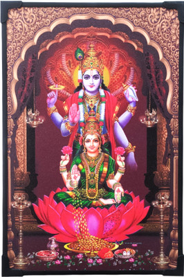 SujArta Vishnu Lakshmi Laxmi Photo Frame, Premium 12*8 In (Medium Size), 8 mm Board Religious Frame